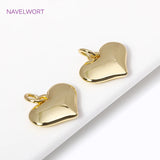 18K Plated Heart Charms Pendants for Necklace Making DIY Jewelry Accessories
