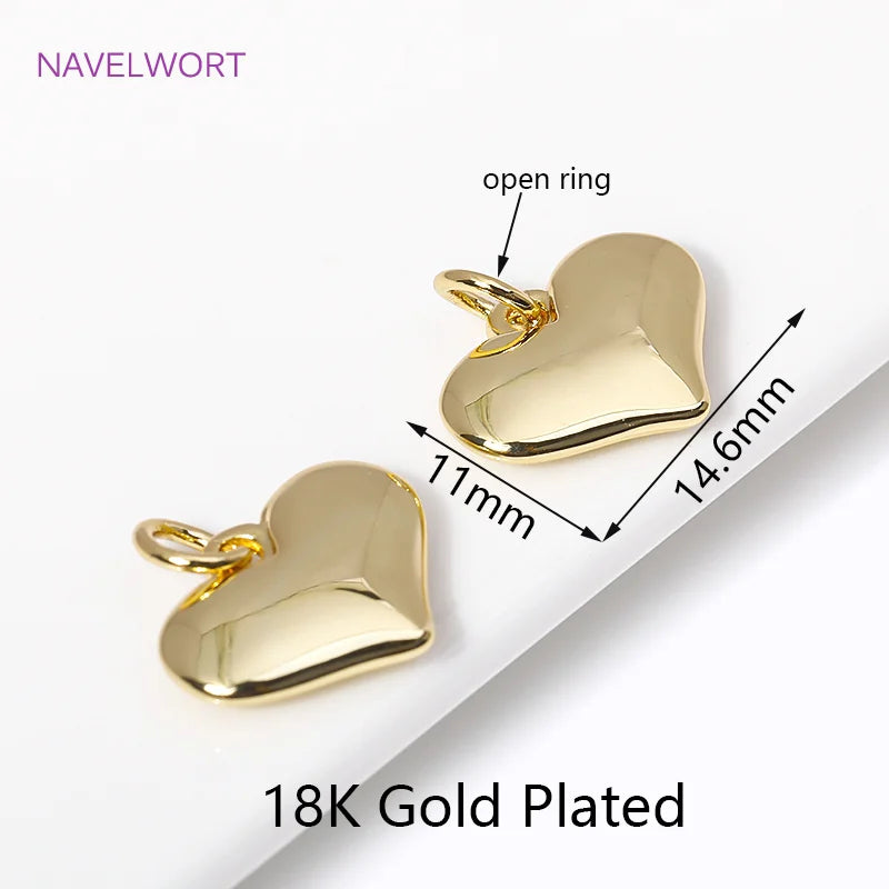 18K Plated Heart Charms Pendants for Necklace Making DIY Jewelry Accessories