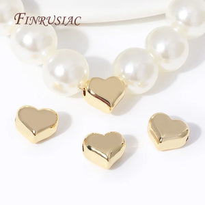 18K Plated Brass Big Heart Beads High Spacer Separators