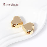 18K Plated Brass Big Heart Beads High Spacer Separators