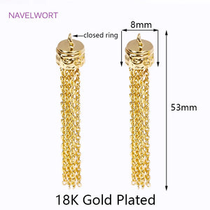 18K Plated Brass Tassel Charms for Earrings DIY Jewelry Making