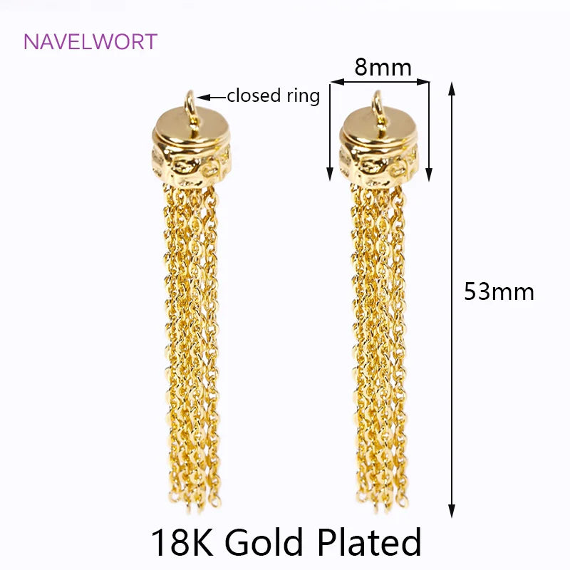 18K Plated Brass Tassel Charms for Earrings DIY Jewelry Making