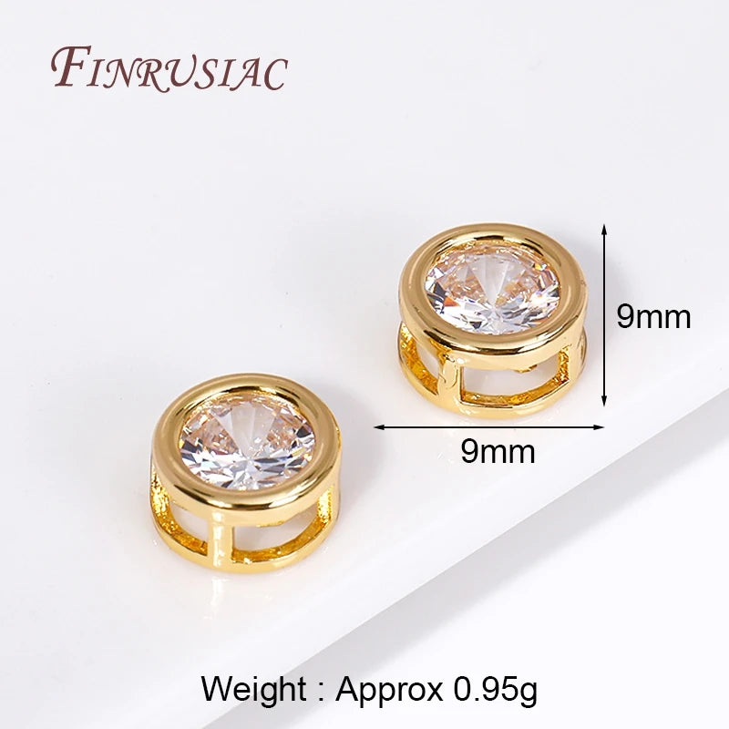18K Plated Brass Zircon Spacer Beads for DIY Jewelry Making