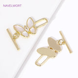 18K Plated Butterfly Toggle Clasps Zircon Inlaid Connect DIY Jewelry