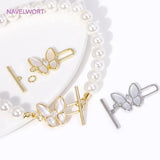18K Plated Butterfly Toggle Clasps Zircon Inlaid Connect DIY Jewelry