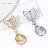 18K Plated Zircon Shell Butterfly Earrings Clasp Hooks