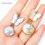 18K Plated Zircon Shell Butterfly Earrings Clasp Hooks