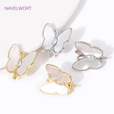 18K Plated Zircon Shell Butterfly Earrings Clasp Hooks