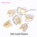 18K Plated Zircon Shell Butterfly Earrings Clasp Hooks