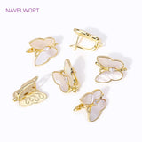 18K Plated Zircon Shell Butterfly Earrings Clasp Hooks