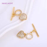 18K Plated Mini Heart Toggle Clasp with Zircon OT Clasp