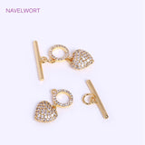18K Plated Mini Heart Toggle Clasp with Zircon OT Clasp