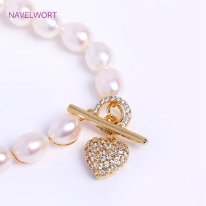18K Plated Mini Heart Toggle Clasp with Zircon OT Clasp