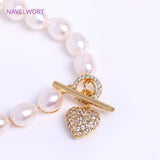 18K Plated Mini Heart Toggle Clasp with Zircon OT Clasp