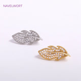18K Plated Pearl Clasps with Zircon Leaf, DIY Jewelry Findings