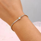 18K Plated Zirconia Tennis Bracelet for Women - High Waterproof Daily Jewelry