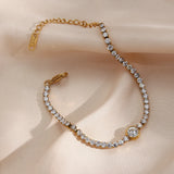 18K Plated Zirconia Tennis Bracelet for Women - High Waterproof Daily Jewelry
