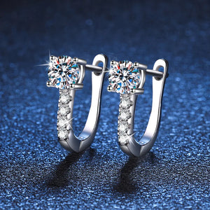 1ct D Moissanite Clip Earrings 925 Sterling Silver Platinum Huggie