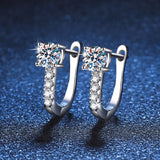 1ct D Moissanite Clip Earrings 925 Sterling Silver Platinum Huggie