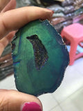 Green Druzy Slab Gem Necklace for Dinner
