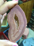 Pink Druzy Slab Stone Necklace for Glamorous Occasions