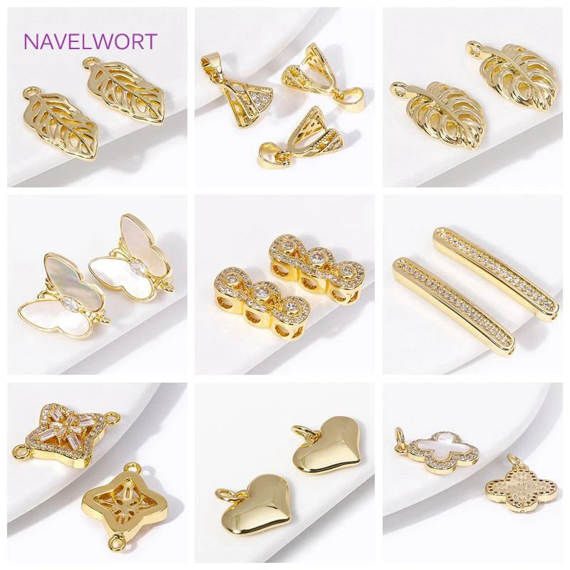 18K Plated Leaf Shape Pendants for Jewelry Making DIY Necklace Charms