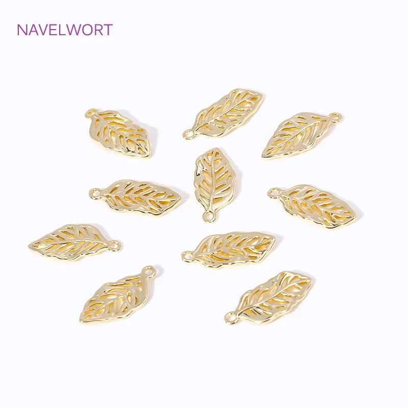 18K Plated Leaf Shape Pendants for Jewelry Making DIY Necklace Charms