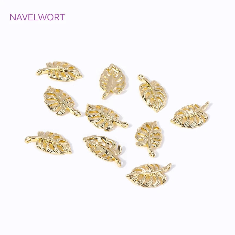 18K Plated Leaf Shape Pendants for Jewelry Making DIY Necklace Charms