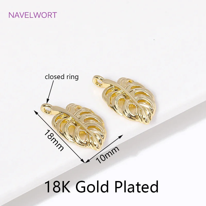 18K Plated Leaf Shape Pendants for Jewelry Making DIY Necklace Charms