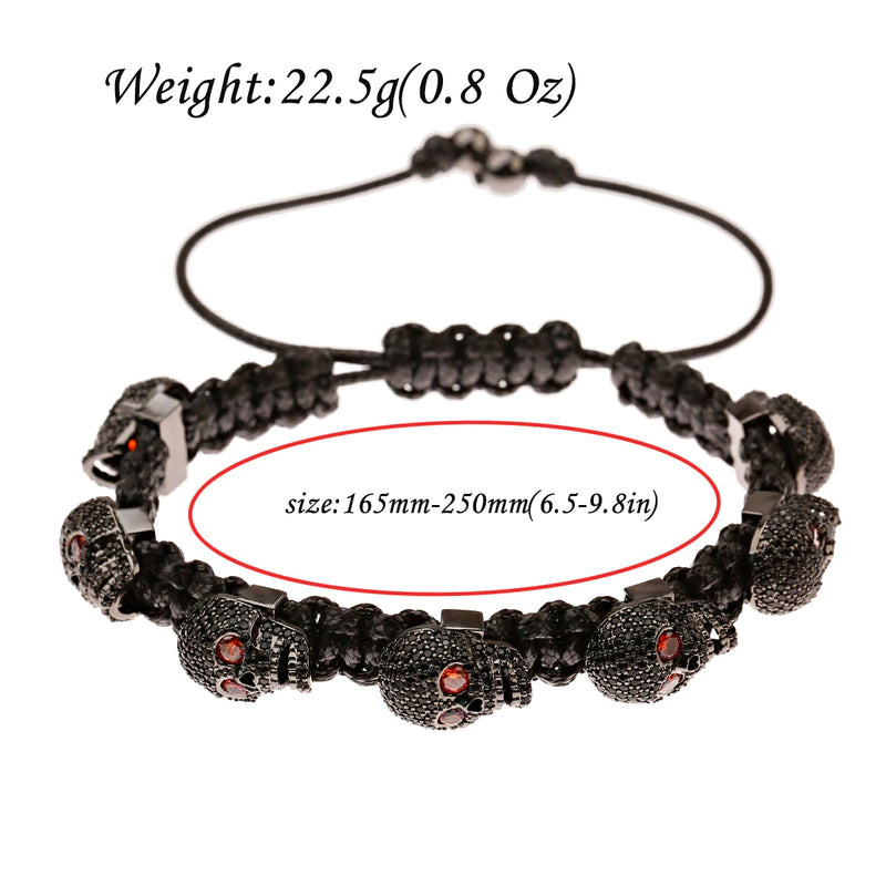 Punk Skull Bracelet Zircon Bangles Wristband Homme Masculina