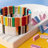 20PCS Elastic Square Beads 8*16MM Rectangle for Jewelry Bracelets Diy