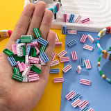20PCS Elastic Square Beads 8*16MM Rectangle for Jewelry Bracelets Diy