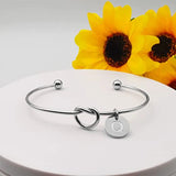 Initials Charm Bangle Stainless Steel Letter Cuff Bracelet Couple Jewelry