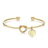 Initials Charm Bangle Stainless Steel Letter Cuff Bracelet Couple Jewelry
