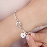 Initials Charm Bangle Stainless Steel Letter Cuff Bracelet Couple Jewelry