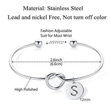 Initials Charm Bangle Stainless Steel Letter Cuff Bracelet Couple Jewelry