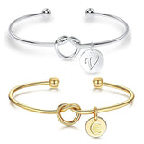 Initials Charm Bangle Stainless Steel Letter Cuff Bracelet Couple Jewelry