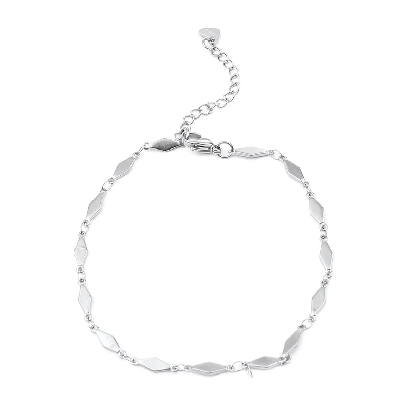304 Stainless Steel Anklet Silver/ Rhombus Heart Shape Anklet Bracelets