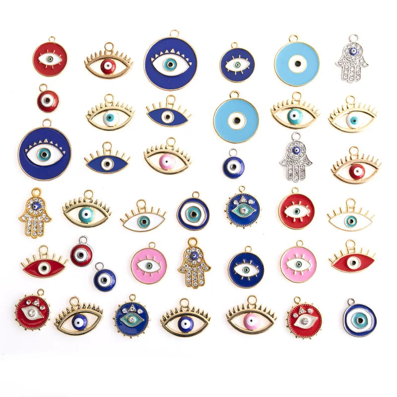 40pcs Colorful Enamel Eye Charms Pendant DIY Jewelry Making Accessories