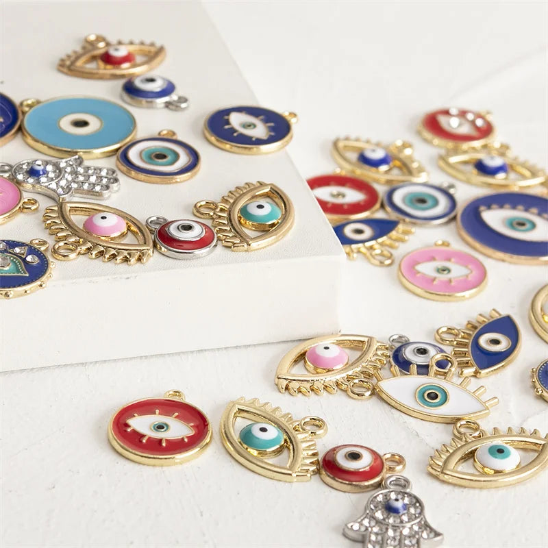40pcs Colorful Enamel Eye Charms Pendant DIY Jewelry Making Accessories