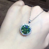 4ct Green Moissanite Promise Pendant 925 Sterling Silver Wedding Pendants Neckla