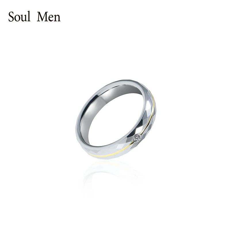 4mm/5mm Tungsten Wedding Band High Polished Stone Inlay