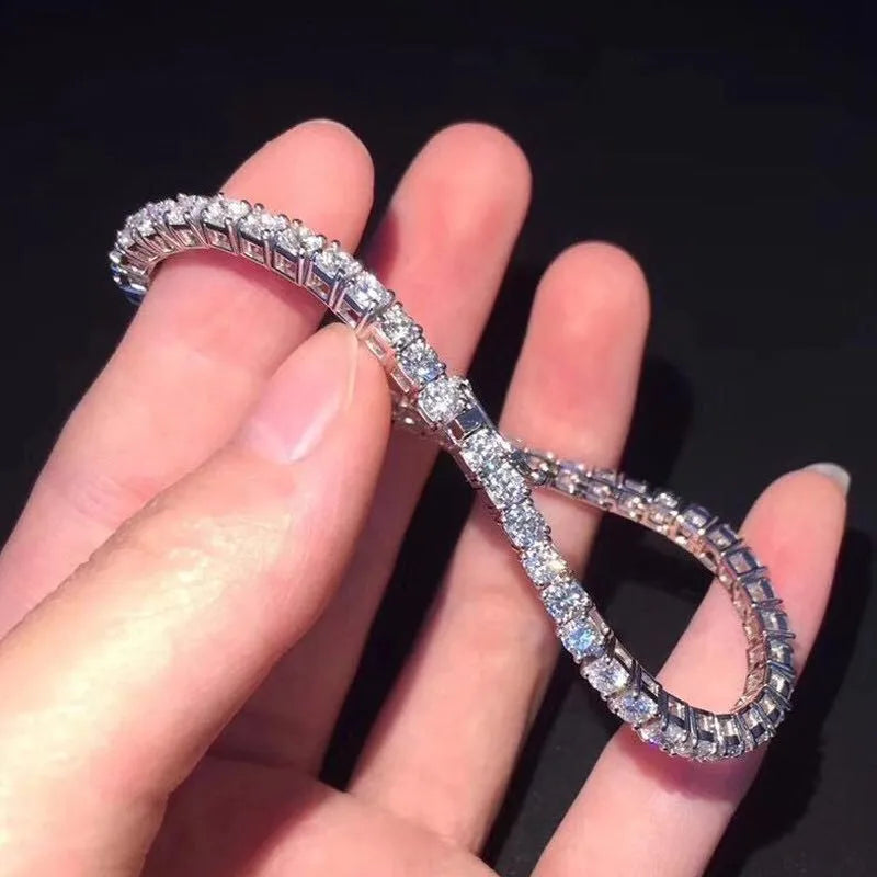4mm Sim Diamond Bangle Chain Bracelet for Women Wedding Bridal Tennis Party