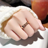 4mm Stainless Steel Yellow Love Rings for Women Men Couple CZ Crystal Rings