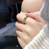 4mm Stainless Steel Yellow Love Rings for Women Men Couple CZ Crystal Rings
