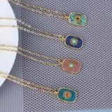 60cm Natural Stone Geometric Pendant Necklace Women Unique Gems Charm Necklace