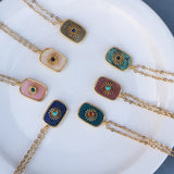 60cm Natural Stone Geometric Pendant Necklace Women Unique Gems Charm Necklace