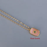 60cm Natural Stone Geometric Pendant Necklace Women Unique Gems Charm Necklace