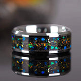 8MM Men Galaxy Tungsten Carbide Opal Meteorites Ring Wedding Band