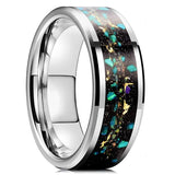 8MM Men Galaxy Tungsten Carbide Opal Meteorites Ring Wedding Band